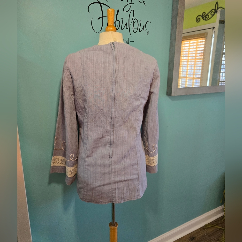 Miss K Authentic Vintage Embroidered and Lace Trim Top - Picture 6 of 7